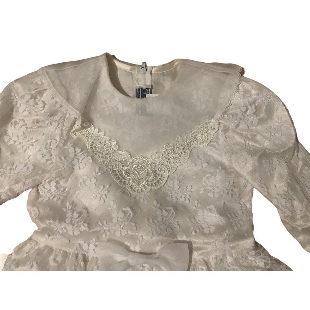 Gunne Sax Jessica McClintock Girl Dress Overlay Lace Baptism Communion Cottage 6